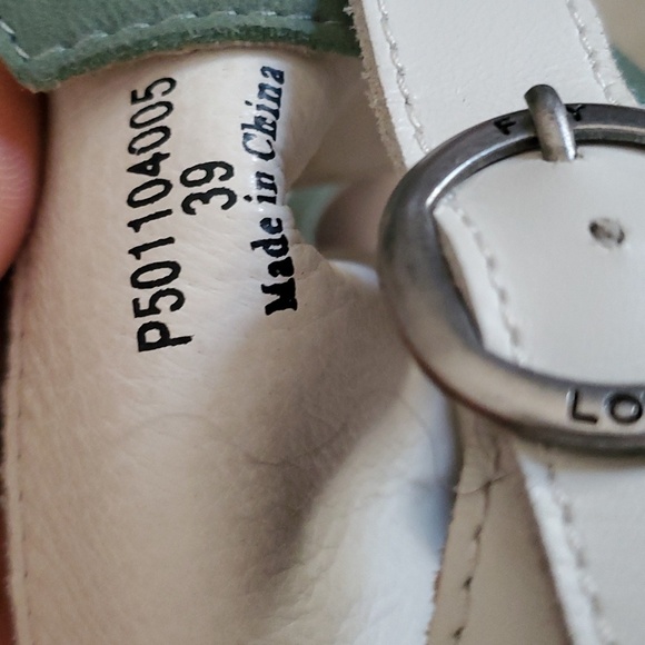 Fly London Sage Green White Platform Heel Wedges Fun Sandals - Picture 11 of 16